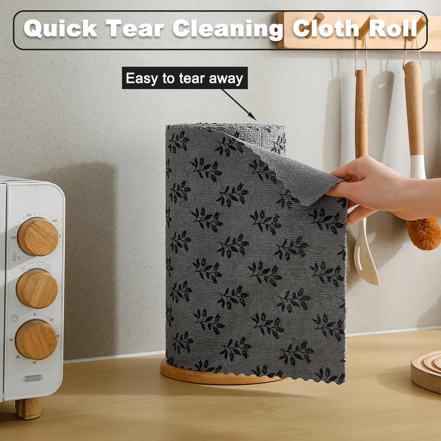 Microfiber Cleaning Cloth Roll,80 Pack Cleaning Towels,Lint Free Rags Paper Towels & Tear Away Reusable Towels,Washable Shop Rags Floral Wipe Cloth,Wash Cloths Dish Rags for Car Kitchen Window