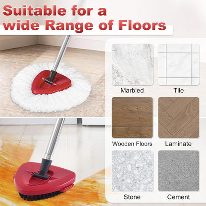 Spin Mop Replace Head, Base, Mop Handle Replacement for OCedar EasyWring 1 Tank System, Include 2 Microfiber Mop Head Replacement, 1 Sturdy Iron 30-58" Mop Handle, 1 Scrubber Head, 1 Spin Base