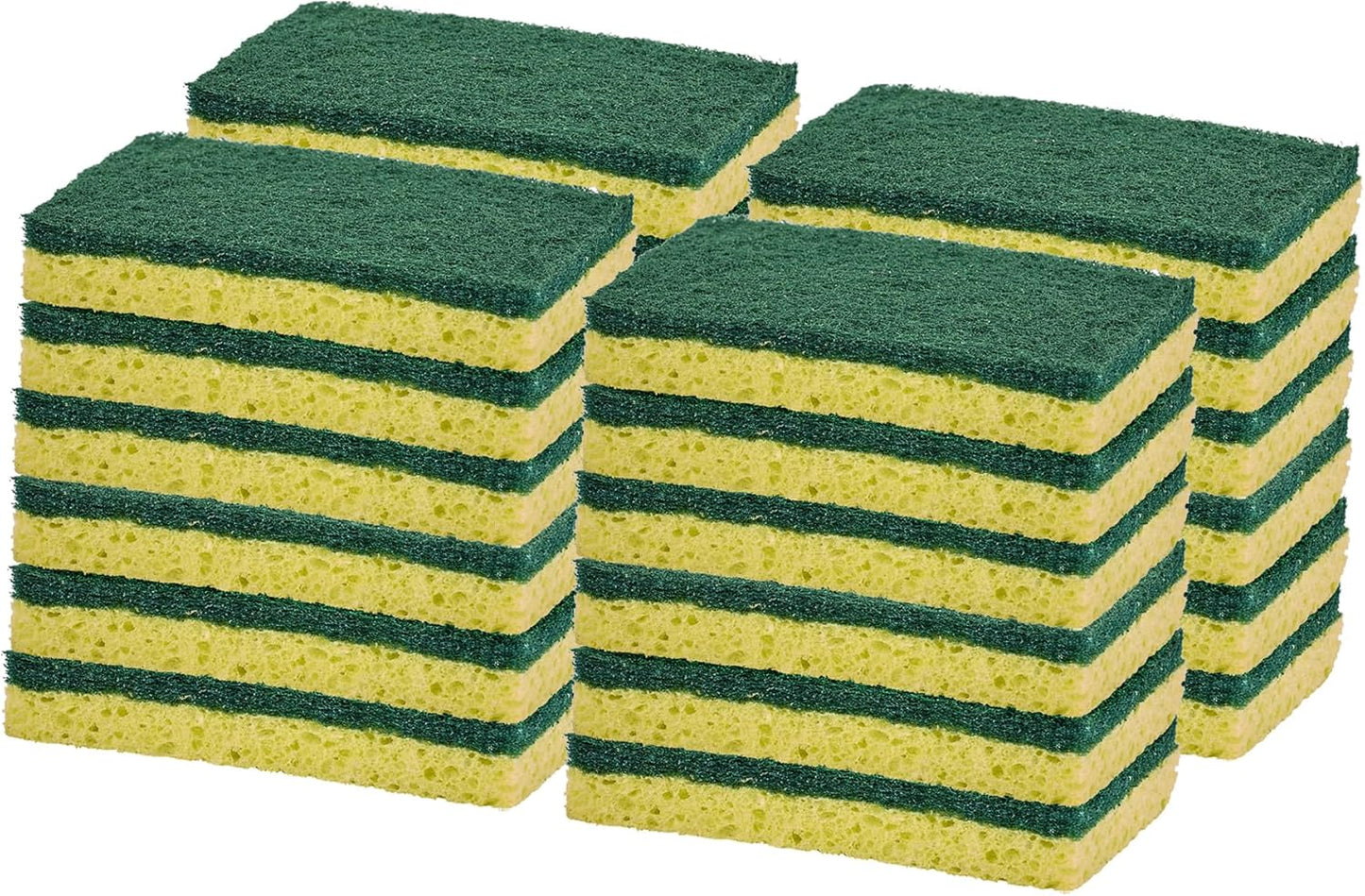 Non-Scratch Cellulose Sponge Kitchen Scrub Sponge with Scouring Pad Set, Good for Non-Stick Cookware Frying Pan, Pot, Counter Top, Sink Scrubbing, Kitchen Scrubbers, Pack of 2, (Red/Pink)
