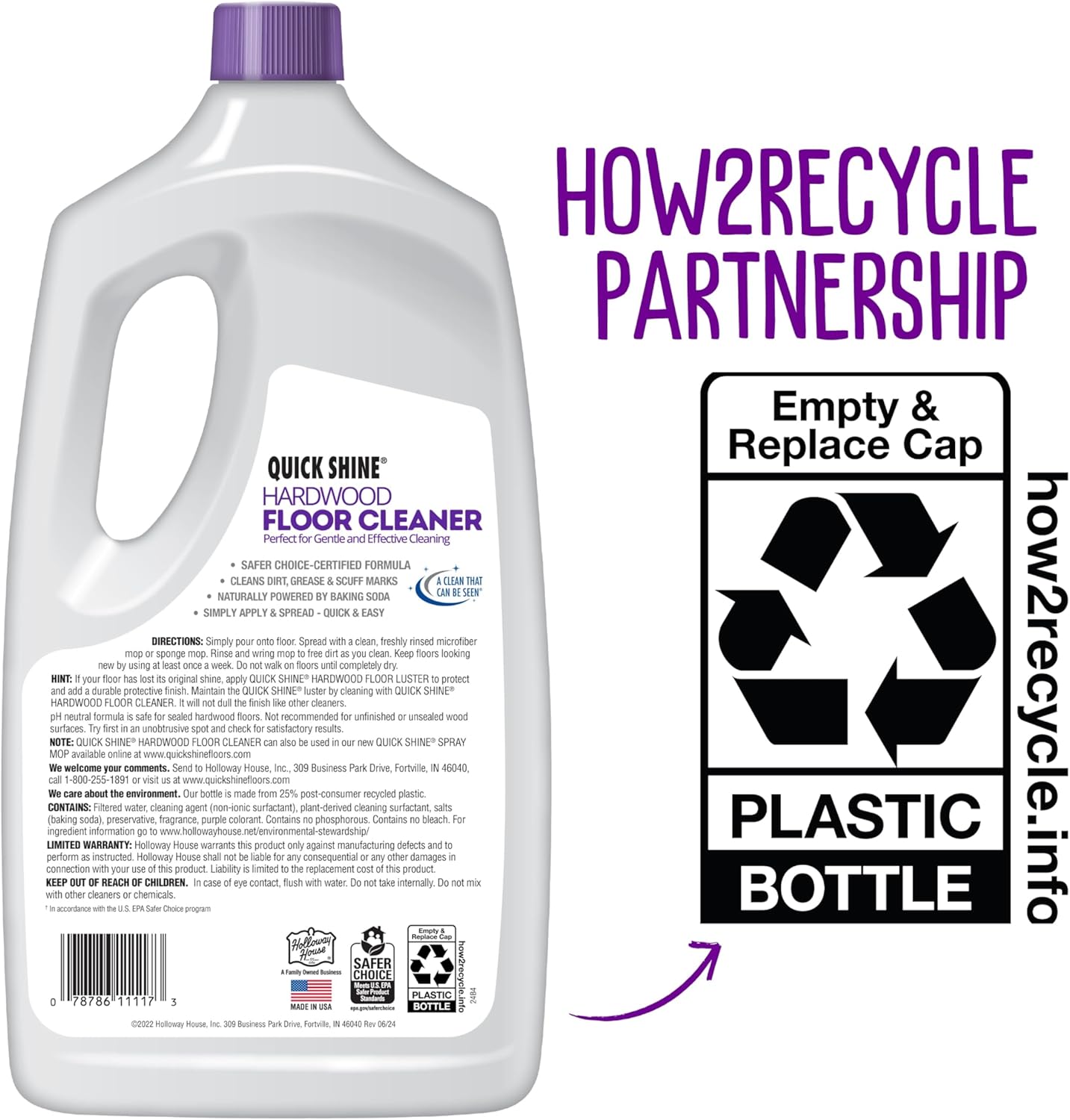 Quick Shine Hardwood Floor Cleaner 64oz | Use in Spray & Vac Mops | Removes Dirt & Scuff Marks | Ready-to-Use, Streak Free, No Rinse | Safer Choice Cleaner |Perfect for Gentle and Effective Cleaning