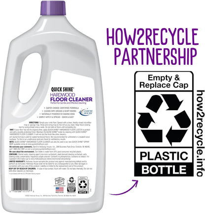 Quick Shine Hardwood Floor Cleaner 64oz | Use in Spray & Vac Mops | Removes Dirt & Scuff Marks | Ready-to-Use, Streak Free, No Rinse | Safer Choice Cleaner |Perfect for Gentle and Effective Cleaning