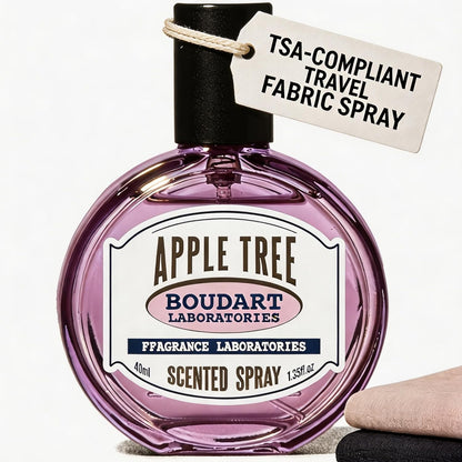 Travel Fabric Refresher Spray – Odor Eliminator & Wrinkle Release, TSA Approved 40ml for Gym Hotel Office Clothes Sofa Curtains, Apple Tree Scent – Boudart Labs