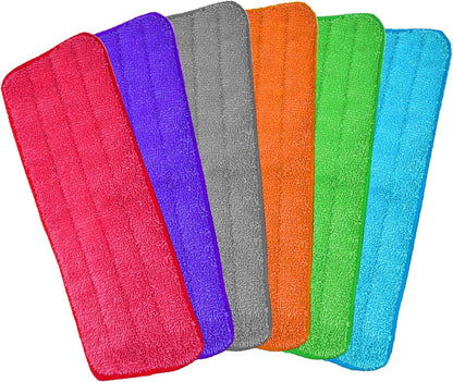 Microfiber Replacement Mop Pad, 18" x 6" Wet & Dry Home & Commercial Cleaning Refills, Reusable Floor Mop Pads (6 Pack) Blue