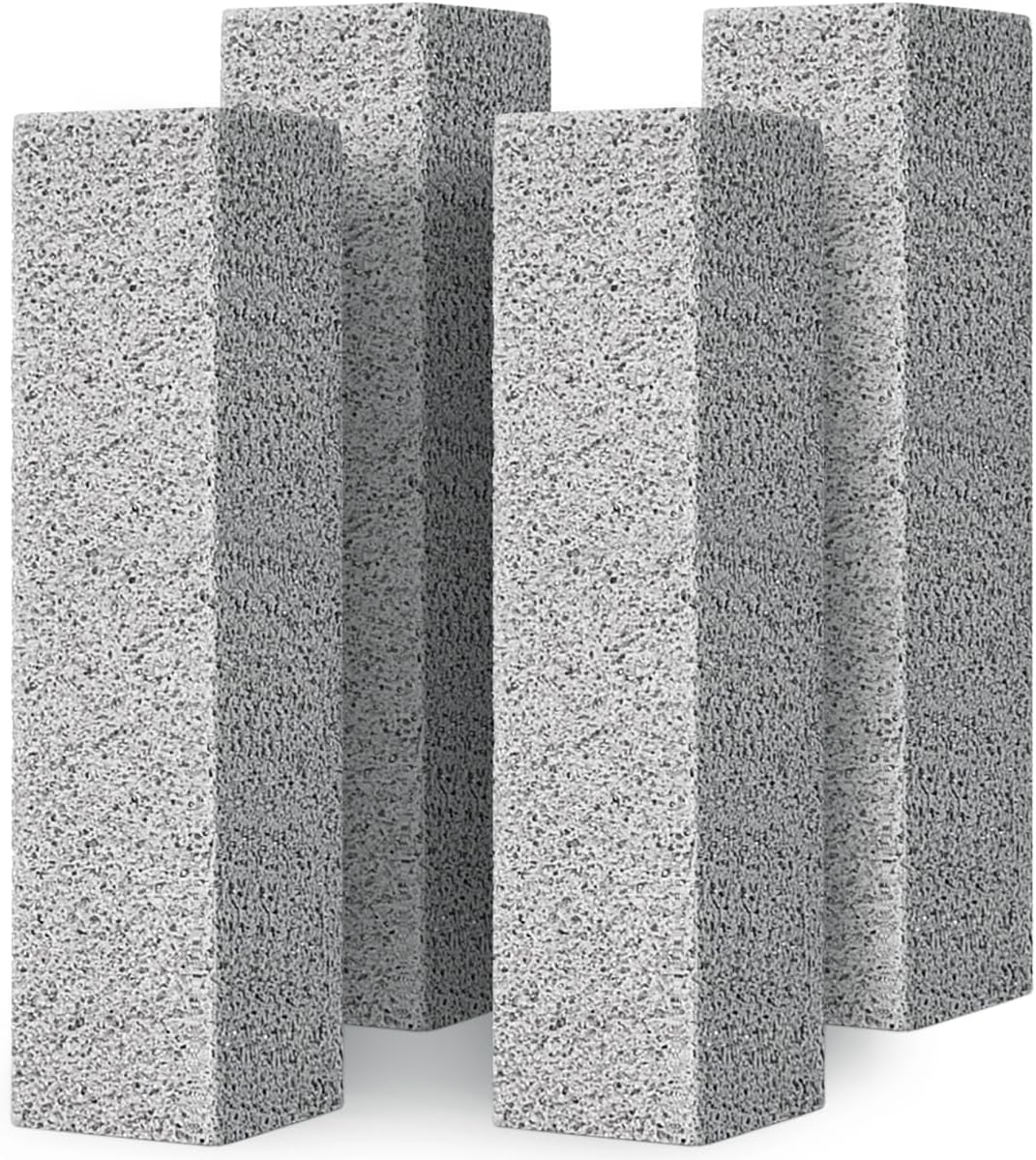 4TH Pumice Stone for Toilet Bowl Cleaning,Remove Away Limescale Stain,Hard Water Rings,Calcium Buildup,Iron and Rust,Pumice Stick for Tile/Bath-tub/Kitchen/Grill/Household - 4 Pack