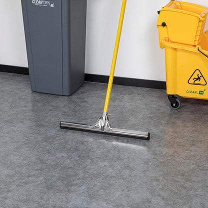Restaurantware RW Clean 54.3 Inch Non-Slip Handle For Floor Squeegee - Hanging Loop Durable Yellow Iron Handle