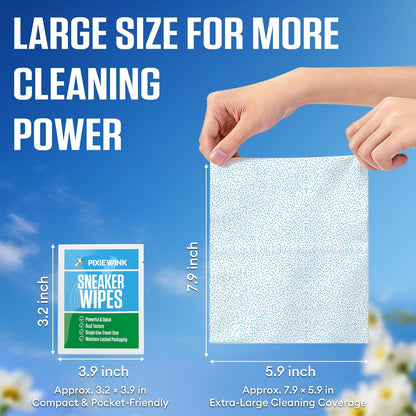 Sneaker Cleaning Wipes, Dual-Sided Instant Shoe Cleaner Wipes for White Sneakers, Waterless Shoe Cleaning Wipes for Leather, Canvas, Mesh & Rubber, Individually Wrapped Travel Shoe Wipes, 35 Count