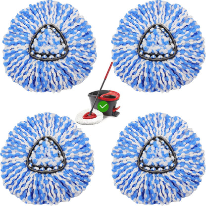 4 Pack Mop Replacement Heads for O-Ceda EasyWrin Spin Mop, Microfiber Spin Mop Refills, Easy Cleaning Mop Head Replacement