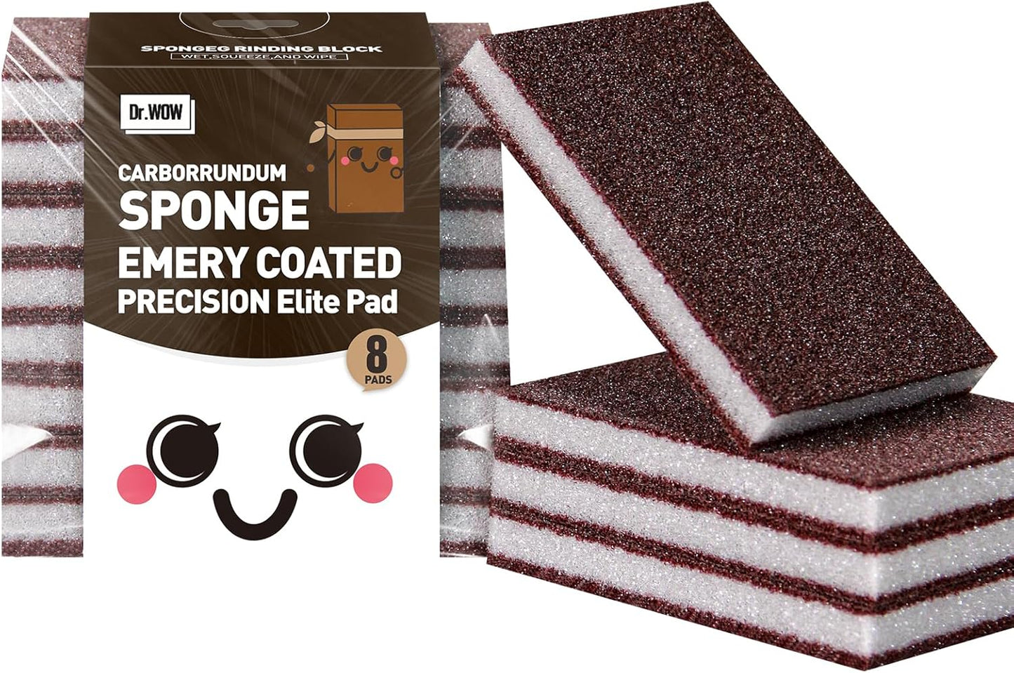 Carborundum Heavy Duty Scouring Sponges - Fiberglass-Free Nano Rust Eraser for Pots, Pans, Grill, Oven Racks & Sink Stains (0.4" 8ct(Pack of 1))