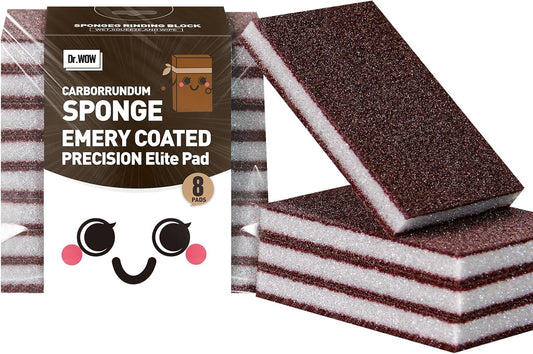 Carborundum Heavy Duty Scouring Sponges - Fiberglass-Free Nano Rust Eraser for Pots, Pans, Grill, Oven Racks & Sink Stains (0.4" 8ct(Pack of 1))