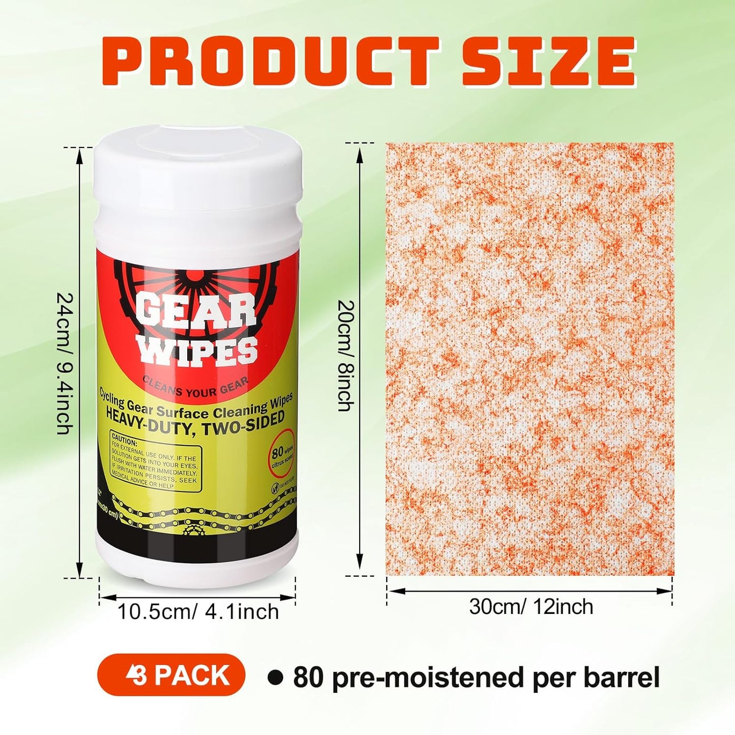 Nuanchu 3 Pack Bike Gear Cleaner Wipes Canisters 240 Count 8 x 12-inch Bike Chain Cleaner Tool Cleaning Wipes Grime Defense Wipe Double Sided Citrus Scented Degreaser Grime Towels for Your Bikes