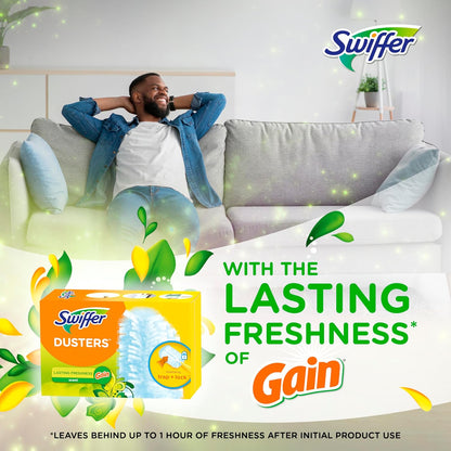 Swiffer Dusters Refill for Cleaning, Made by SWIFFER, Feather & Microfiber Duster Disposable Alternative, for Dusting Furniture, Blinds, Ceiling Fans, Walls, Helps Remove Allergens, Unscented, 18ct
