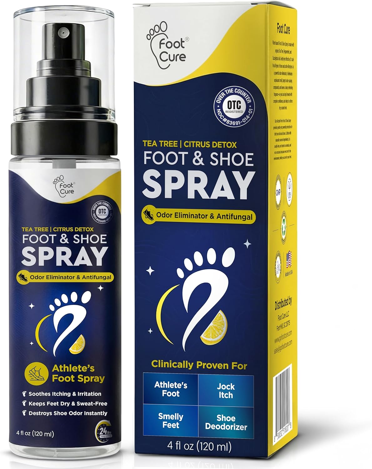 Tea Tree Foot Odor Spray - Mint Blast Shoe Deodorizer for Smelly Feet, Athletes Foot Spray Odor Eliminator No More Smelly Shoes or Stinky Feet | Removes, Controls & Prevents Odors - 120ml Made in USA