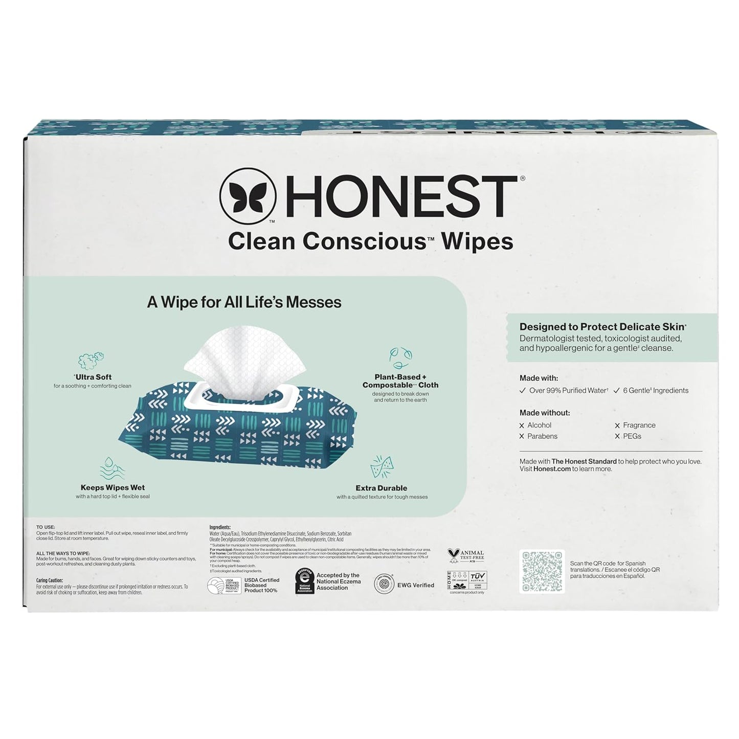 The Honest Company Hypoallergenic Multi-Use Baby Wipes for Sensitive Baby Skin, Rose Blossom, 60 Count