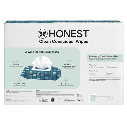 The Honest Company Hypoallergenic Multi-Use Baby Wipes for Sensitive Baby Skin, Rose Blossom, 60 Count