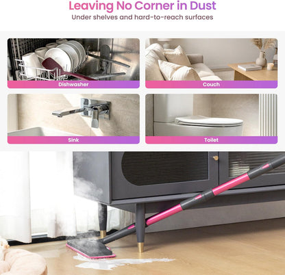 Schenley Steam Mop Cleaner Powerful - 15s Fast Heat-Up, Chemical-Free for Hardwood/Tile/Laminate & Floors/Walls, Washable Pads, 3 Modes for Carpet, Lightweight, Self-Standing, Sleek Design