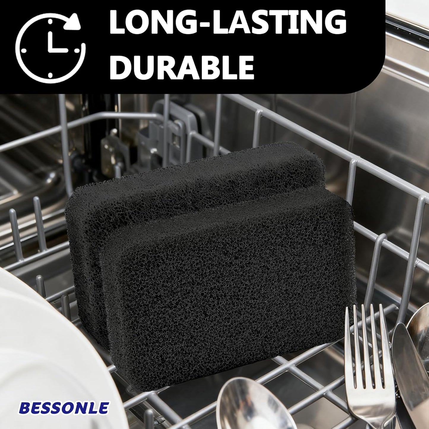 8 Pack Silicone Scrubbing Sponges, Heavy-Duty, Non-Scratch Kitchen Sponges - Reusable, Odor-Free, Perfect as Cleaning for Dishes, Non-Stick, Countertops (Grey)