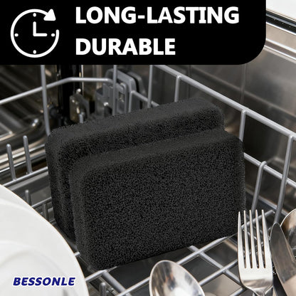 8 Pack Silicone Scrubbing Sponges, Heavy-Duty, Non-Scratch Kitchen Sponges - Reusable, Odor-Free, Perfect as Cleaning for Dishes, Non-Stick, Countertops (Grey)