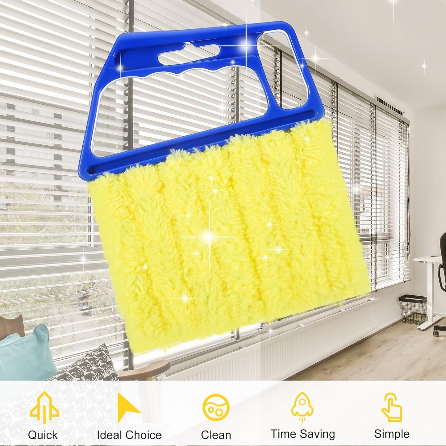 JIEYAO 2PCS Blind Cleaner Tools, Microfiber Window Blind Duster Washable 7-Finger Blind Cleaner Tool Duster for Window Blinds Air Vents Fans Venetian Shades Dust Dirt