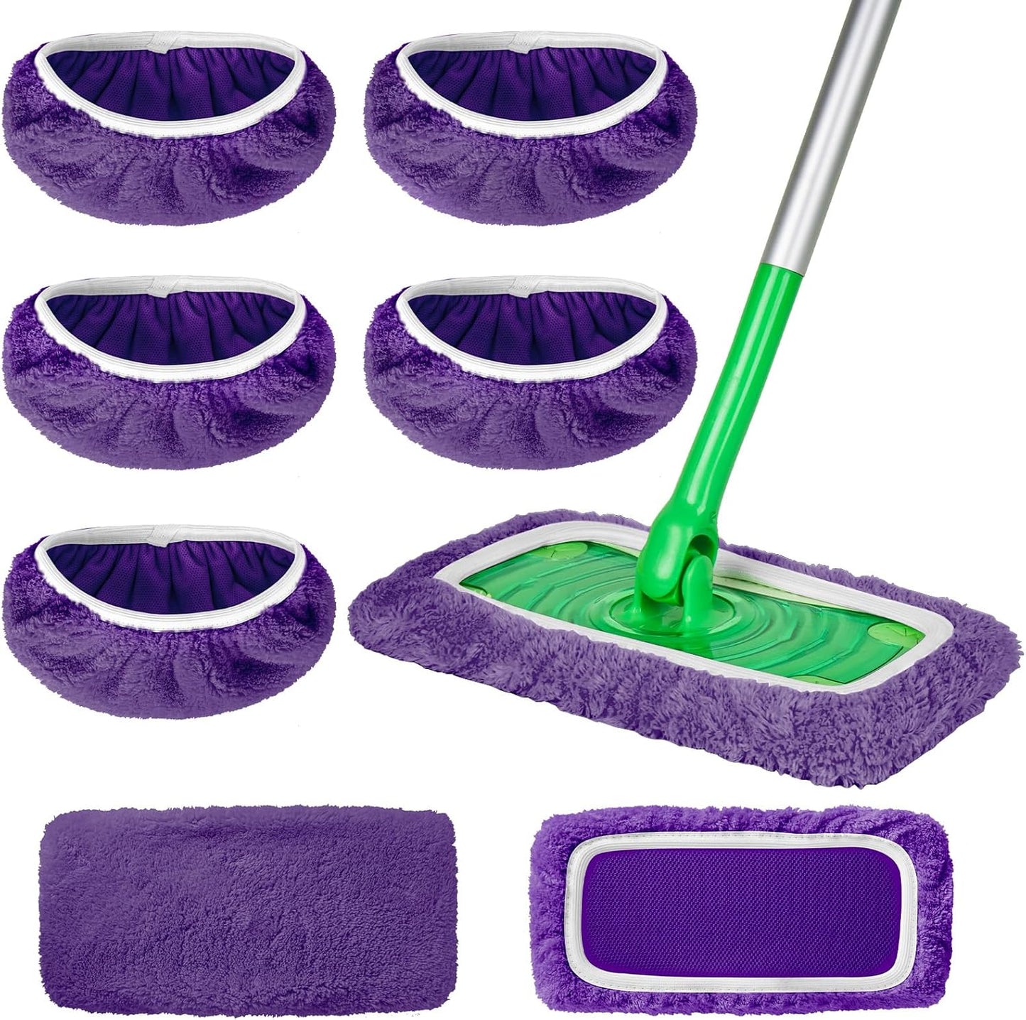 AmaVins 5 Pack Reusable Microfiber Mop Pads Compatible with Swiffer Sweeper Mop, Wet and Dry Flat mop Cover, Washable Mop Pads for Surface/Hardwood Floor Cleaning (Mop is Not Included)