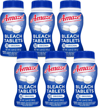 AMAZE Ultra Concentrated Bleach Tablets [6 bottles] - Lavender Scent - for Laundry, Toilet, and Multipurpose Home Cleaning. No Splash Liquid Bleach Alternative