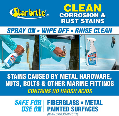STAR BRITE Rust Stain Remover Spray - Instantly Dissolve Corrosion Stains on Fiberglass, Vinyl, Fabric & Painted Surfaces - Also Removes Sprinkler Stains & Mold & Mildew Stain Remover + Cleaner