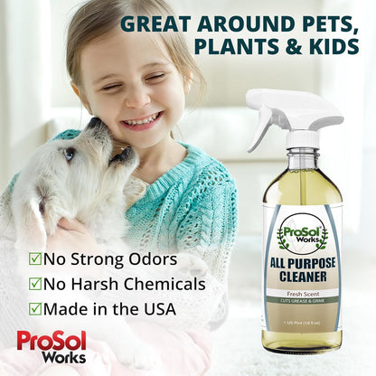 Degreaser Cleaner Heavy Duty Cleaning Spray 16 oz - Kitchen Cleaner for Stubborn Splatters, Stove Top, Grill, Drip Pans, & Oven Cleaner - Safe on All Surfaces - Fresh Scent