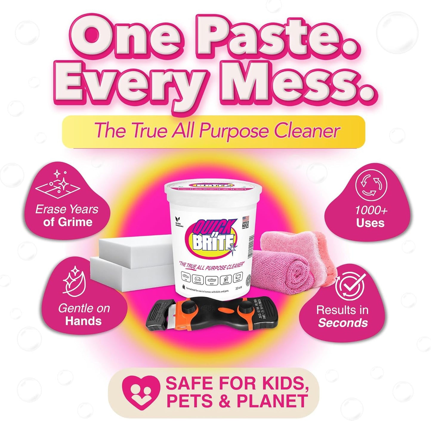 Quick 'n Brite All Purpose Cleaning Paste, True All Purpose Cleaner, Concentrated, 30 oz
