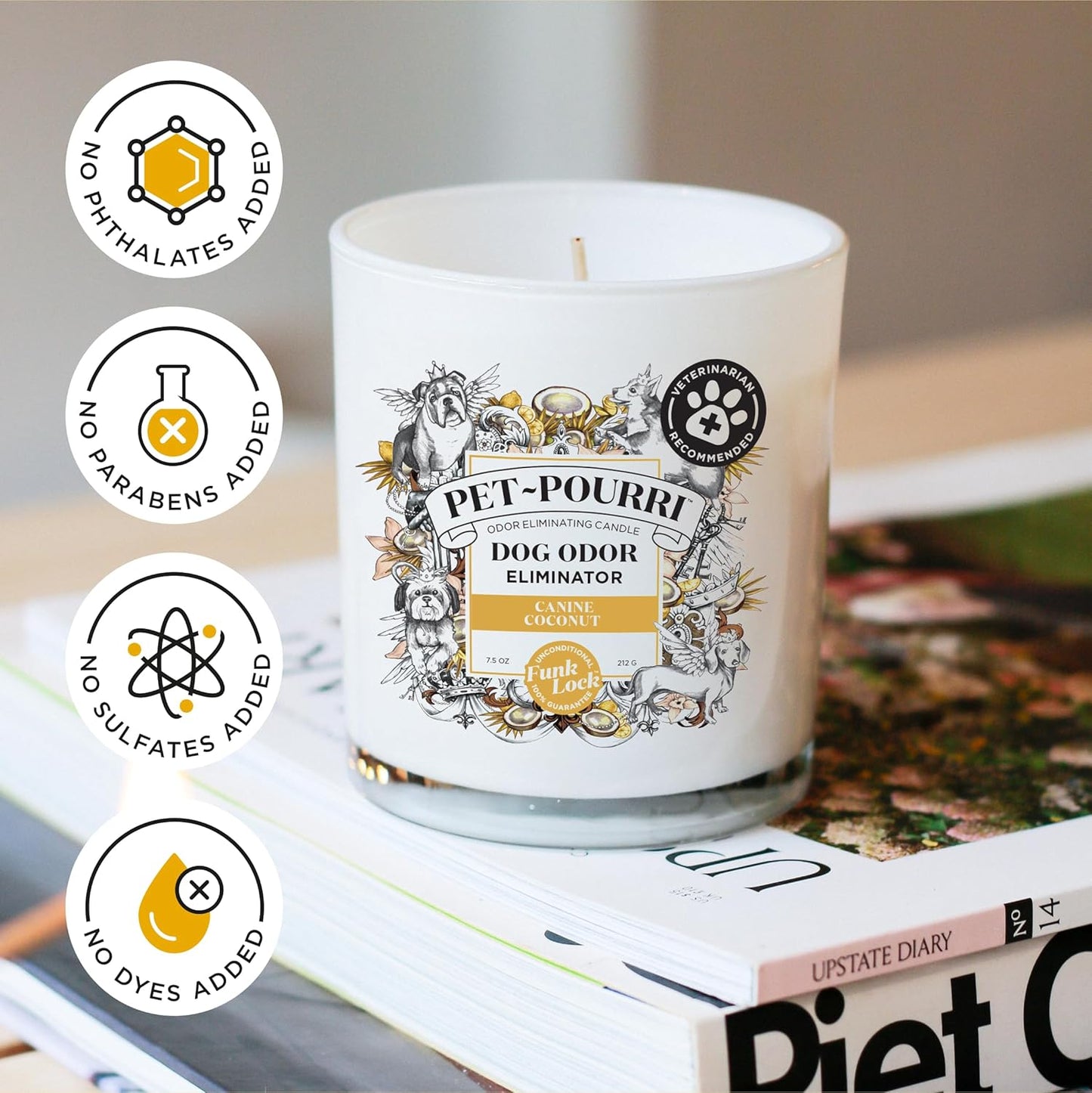 Pet-Pourri Pawsitively Fresh Pet Odor Deodorizer Candle, Burns Up to 45 Hours, Aromatherapy & Air Freshener with Essential Oils, Plant Based Ingredients & Wax, Vet Approved, Jasmine Pear Scent