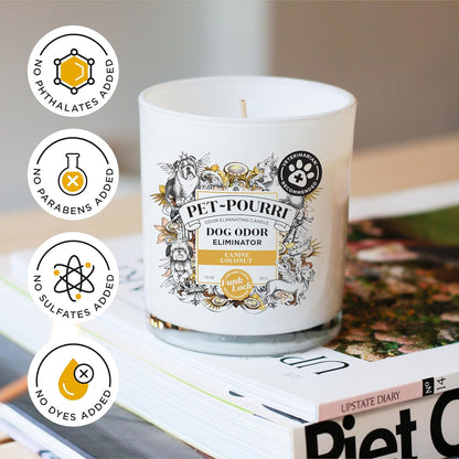 Pet-Pourri Pawsitively Fresh Pet Odor Deodorizer Candle, Burns Up to 45 Hours, Aromatherapy & Air Freshener with Essential Oils, Plant Based Ingredients & Wax, Vet Approved, Jasmine Pear Scent