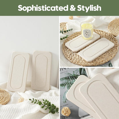 Fast Water Absorption Sink Organizer Tray Set, 3-Pack Compact and Space-Saving Stone Soap Holder Caddy for Kitchen & Bathroom Counter, Faucet Splash Guard, White (1pc of 8"x3.8" + 2pcs of 3.8"x3.8")