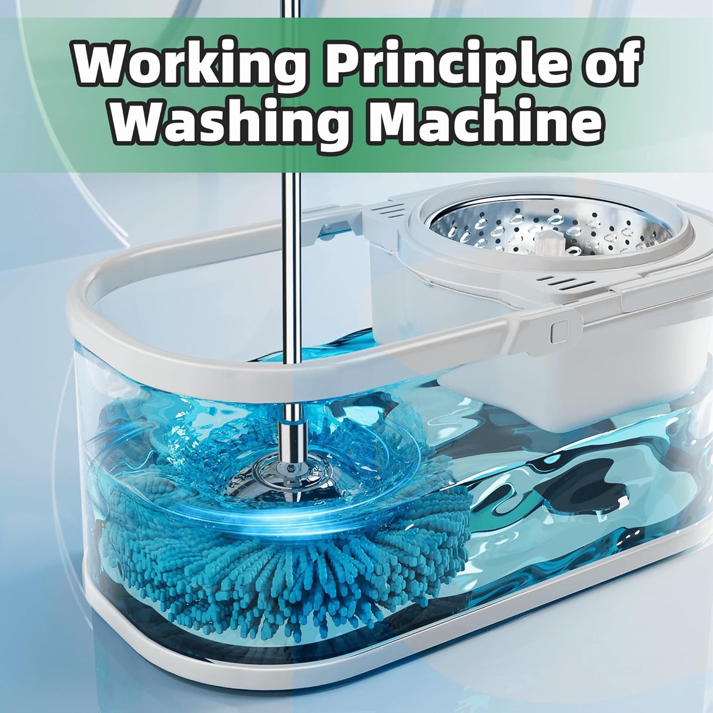 Spin Mop and Bucket with Wringer Set for Home,360° Mop and Bucket with Separate Clean and Dirty Water,Wet Dust Mop for Floor Cleaning with Extra Refills (Silver)