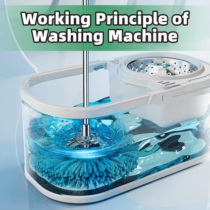 Spin Mop and Bucket with Wringer Set for Home,360° Mop and Bucket with Separate Clean and Dirty Water,Wet Dust Mop for Floor Cleaning with Extra Refills (Green)
