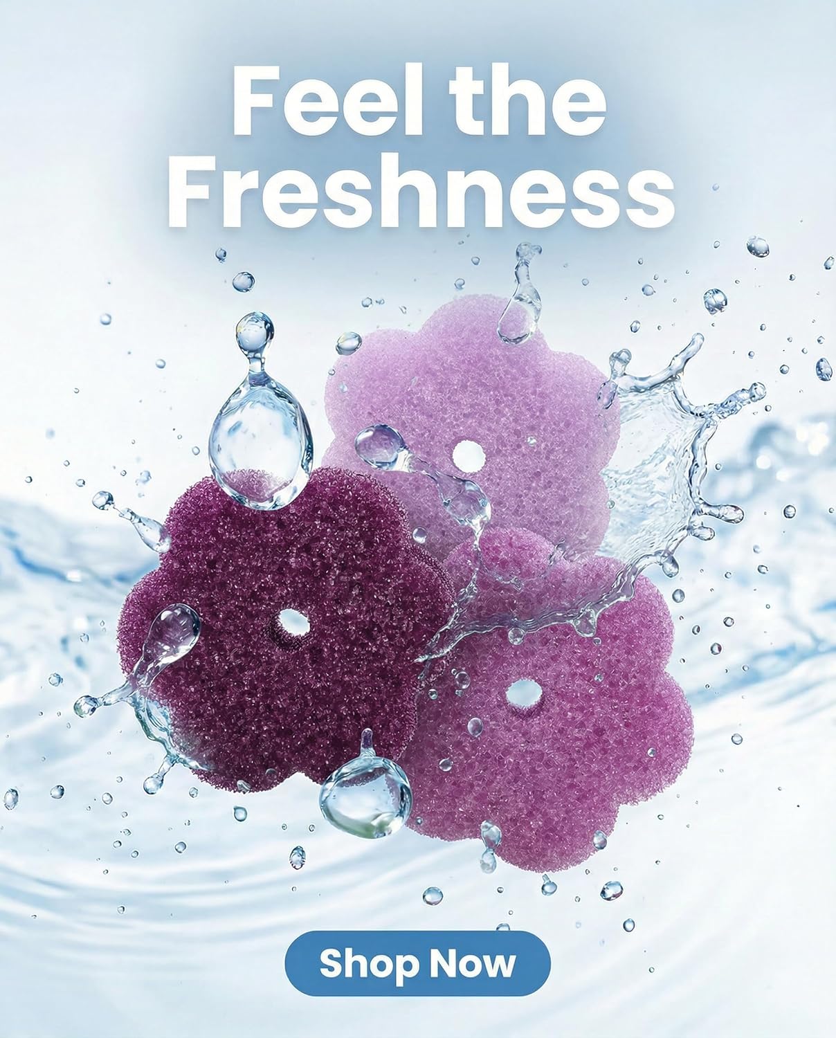 Scrub Flower Temperature Sensitive Sponges -Non-Scratch Scrubbers for Kitchen & Home - Firm in Cold & Soft in Warm Water - Odor Resistant Color-Coded Dish Sponges (Lavender Mist, 3 Count)