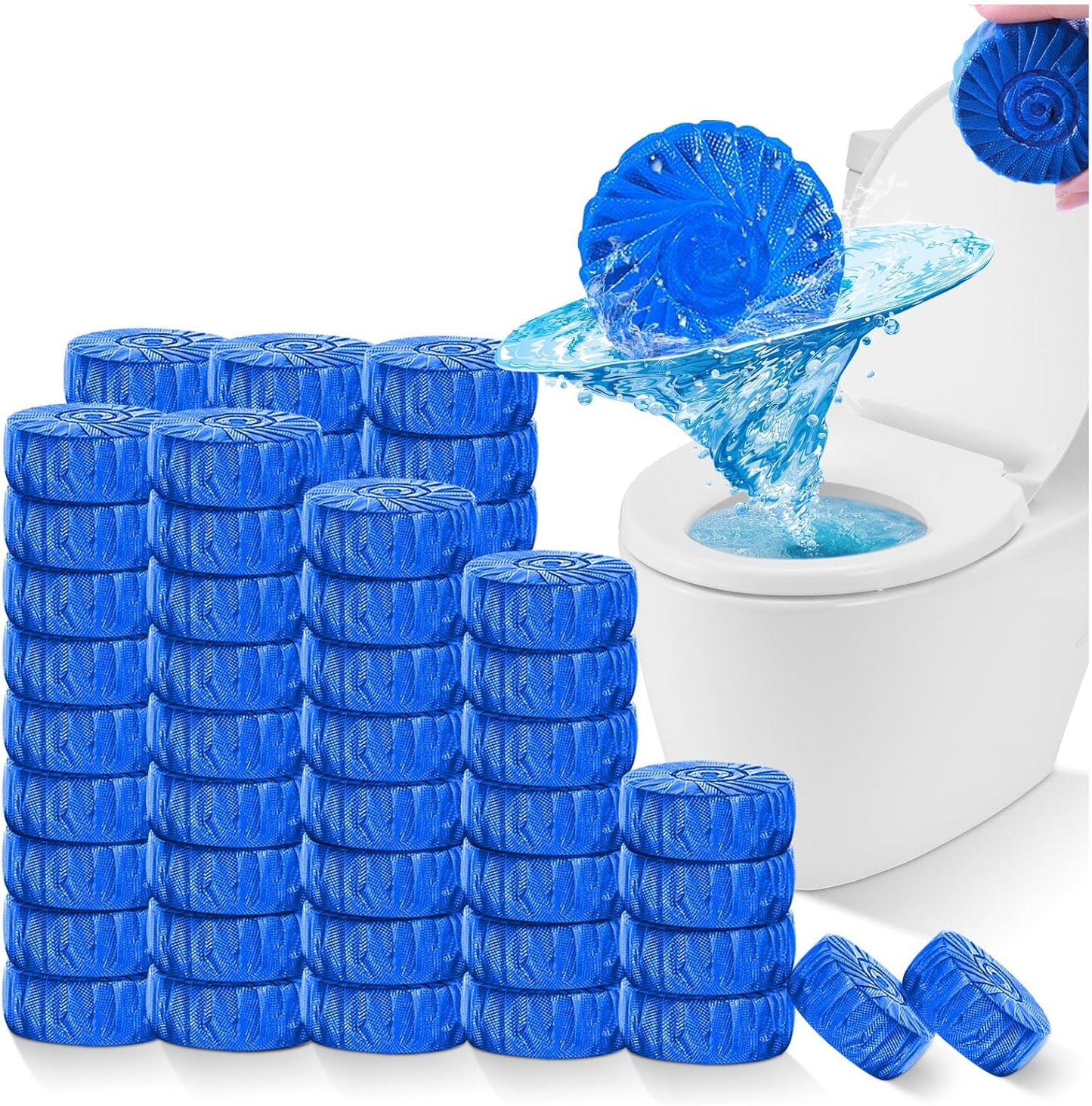KIISIISO Automatic Toilet Bowl Cleaner Tablets Blue 30 Pack, Drop-In Tank Cleaner for Bathroom, Prevent Stains & Deodorize, Septic Safe, Long-Lasting Cleaning Tabs - Fresh Scent