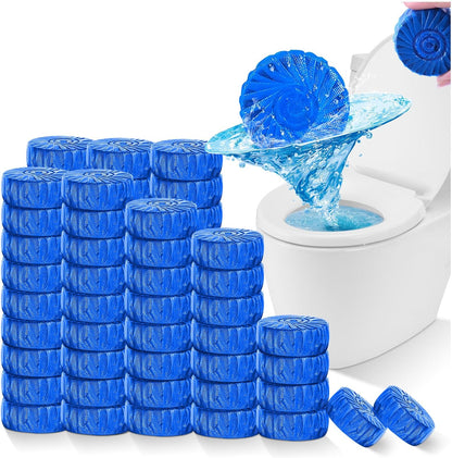 KIISIISO Automatic Toilet Bowl Cleaner Tablets Blue 30 Pack, Drop-In Tank Cleaner for Bathroom, Prevent Stains & Deodorize, Septic Safe, Long-Lasting Cleaning Tabs - Fresh Scent