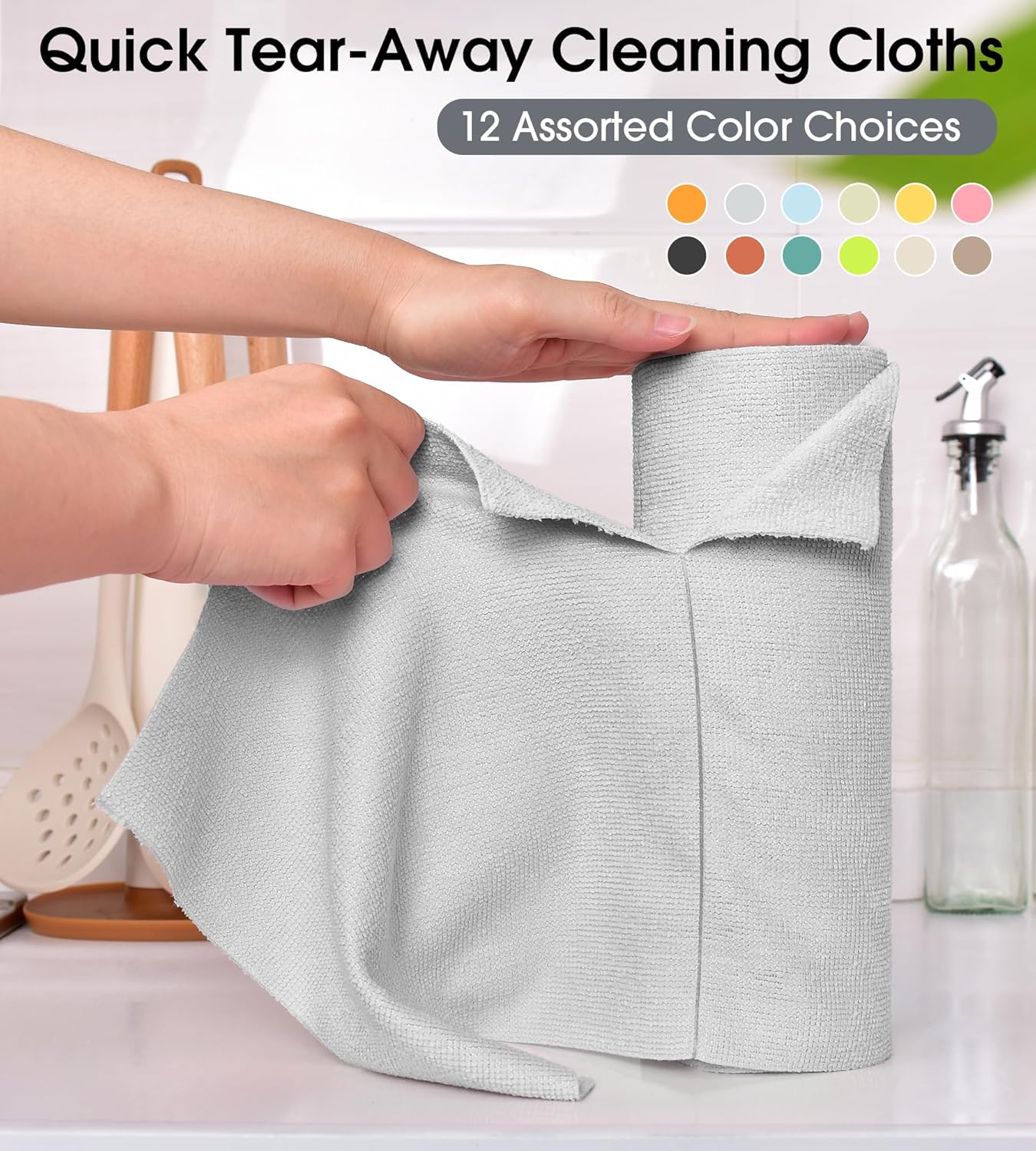 KitchLife Microfiber Cleaning Cloth Roll - Tear-Away Reusable Microfiber Paper Towels, Lint-Free, Washable, 20 Sheets for Kitchen, Car, Dishes, and Sensitive Surfaces (Pink)