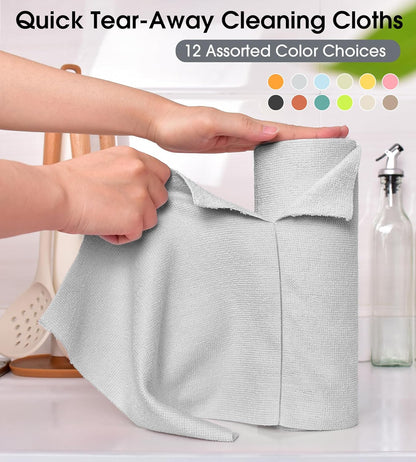 KitchLife Microfiber Cleaning Cloth Roll - Tear-Away Reusable Microfiber Paper Towels, Lint-Free, Washable, 20 Sheets for Kitchen, Car, Dishes, and Sensitive Surfaces (Pink)