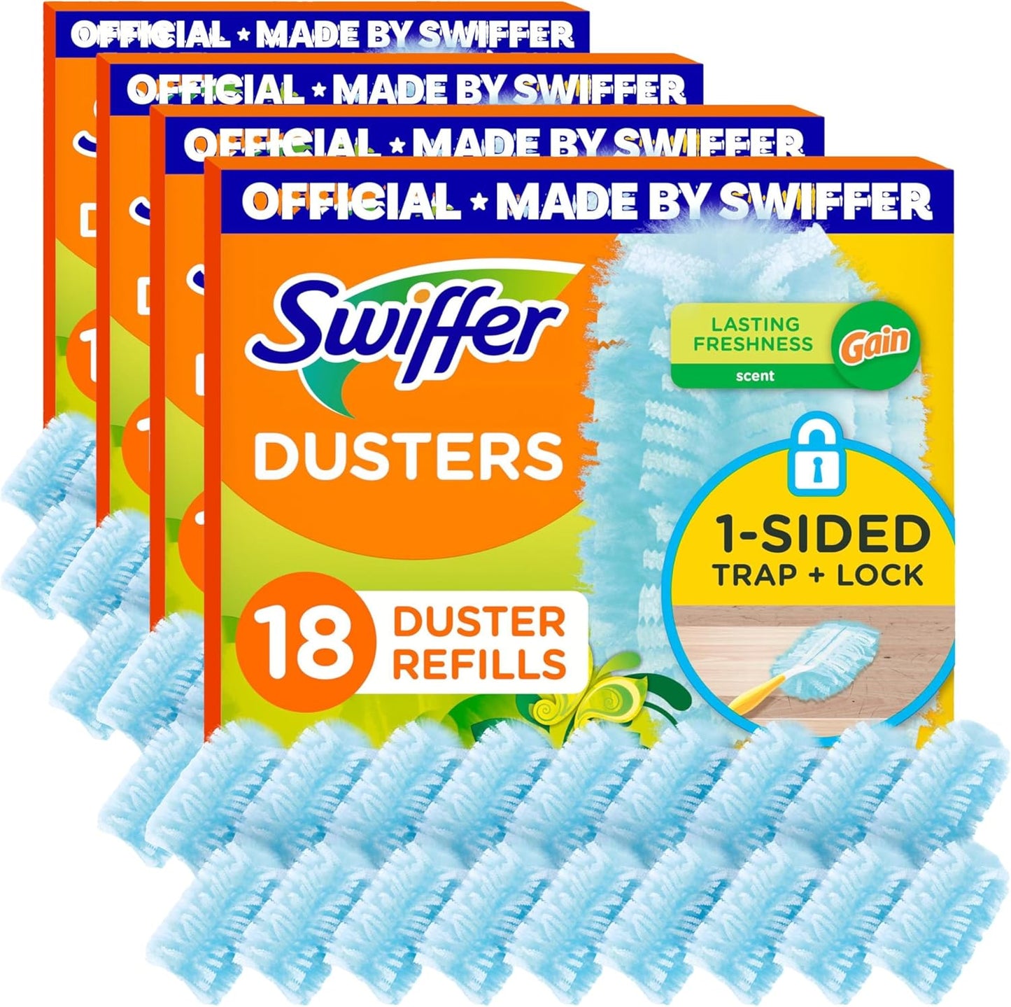 Swiffer Dusters Refill for Cleaning, Made by SWIFFER, Feather & Microfiber Duster Disposable Alternative, for Dusting Furniture, Blinds, Ceiling Fans, Walls, Helps Remove Allergens, Unscented, 18ct