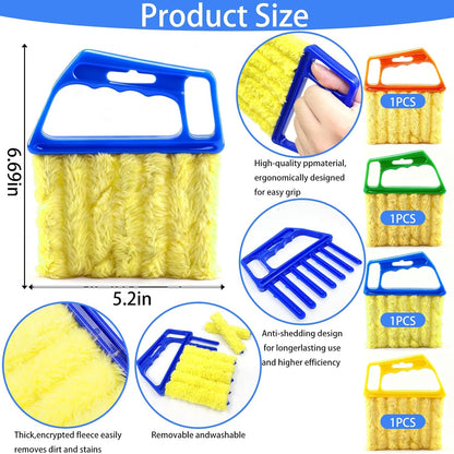 8Pcs Window Venetian Blind Cleaner Duster Tool, Microfiber 7-Finger Dusting Brush for Wood/Vinyl Blinds, Window Shutters, Air Conditioner and Fan Vents, with 4 Washable Cloth Covers