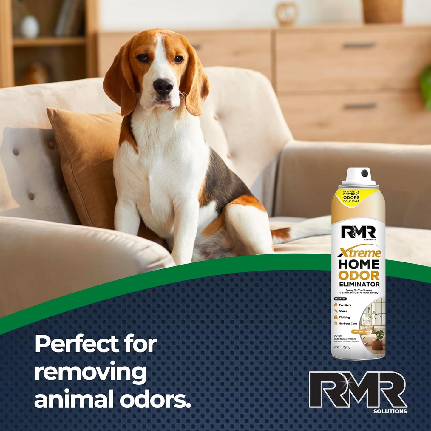 RMR Xtreme Home Odor Eliminator Spray - Neutralize Furniture, Clothing, Shoes, Garbage Cans, and More, 15 Ounces, 2-Pack, Unscented