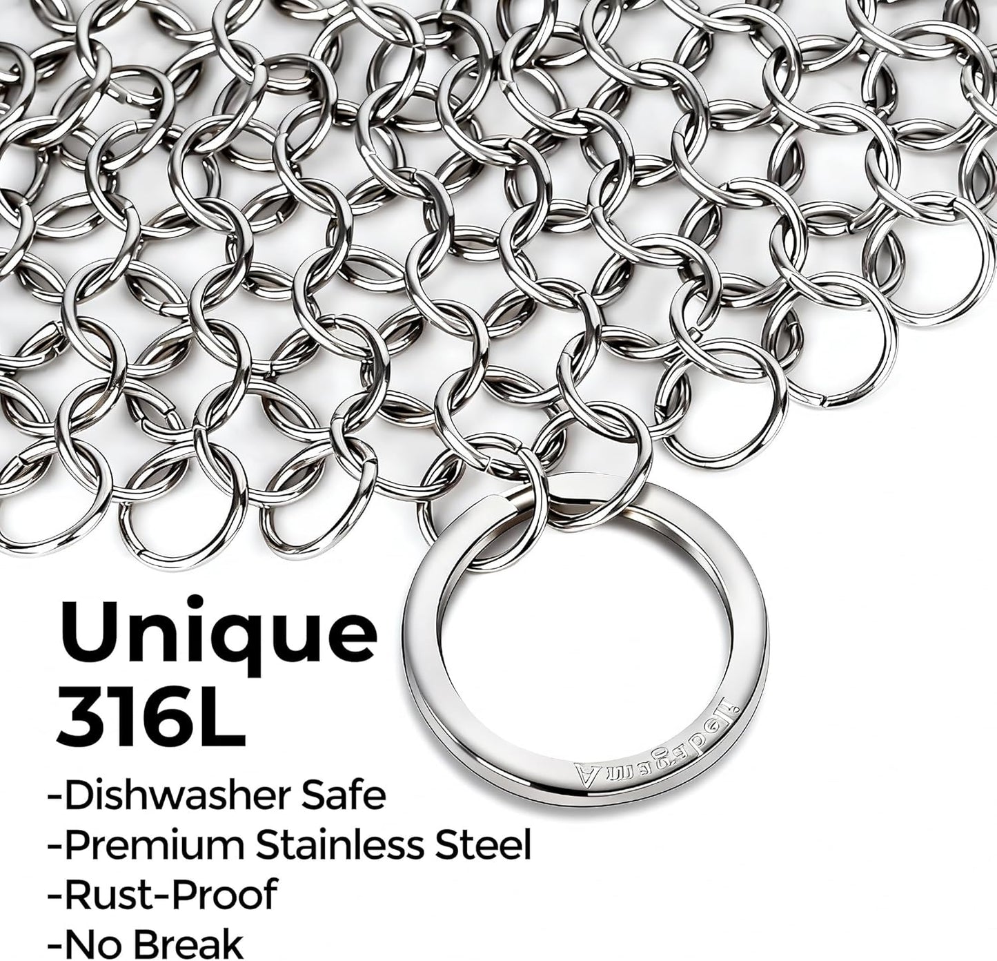 Amagabeli Cast Iron Cleaner 8"x6" Premium Stainless Steel Chainmail Scrubber Cast Iron Skillet Cleaner for Pan Pot Wok Griddles BBQ Grills Cast Iron Cleaning