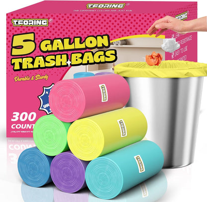 150 Count 4 Gallon Small Trash Bags - Colored Bathroom Garbage Bags Unscented Leak-proof, 15 Liter Plastic Wastebasket Can Liners for Office Bedroom Toilet and Car