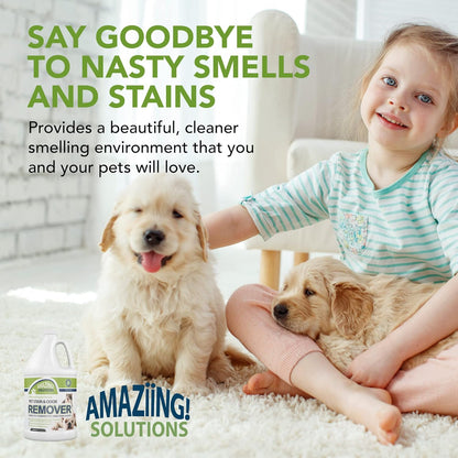 Pet Stain and Odor Remover - Enzyme Cleaner, Pet Urine Odor Eliminator Spray - Floor & Carpet Cleaner Spray, Pet Deodorizers For Home, Fabric Spray W/Fresh, Clean Scent, 32oz Spray