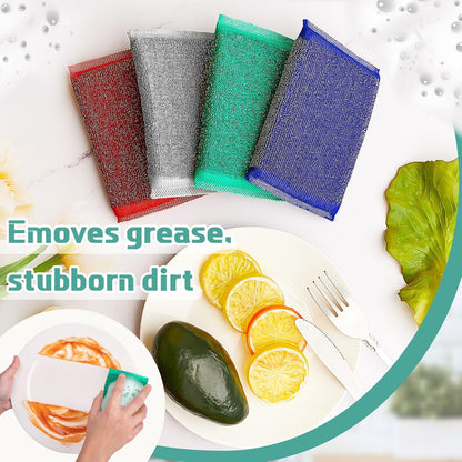 Thyle 36 Pack Steel Scrub Sponges for Dishes Non Scratch Scouring Multi Use Metal Scrubber Heavy Duty Dish Wash Kitchen Sponge for Pot Dish Washing Hard Surface Cleaning (Gray)