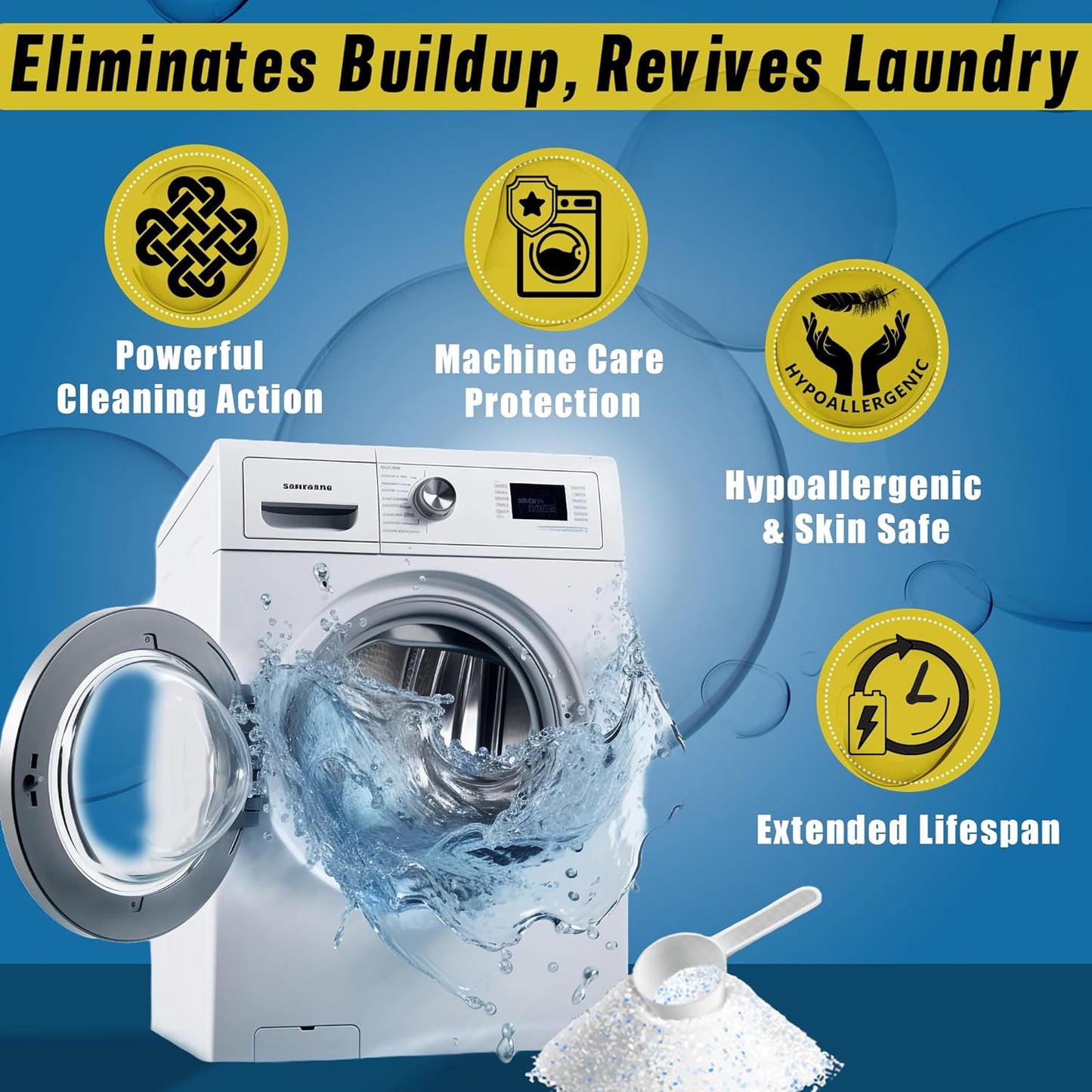 24 Washer Cleaner Tablets – Deep Cleans & Deodorizes All Washers, Removes Grime & Odor, Powerful Descaling Formula, Eco-Friendly, 1-Year Supply, Septic Safe