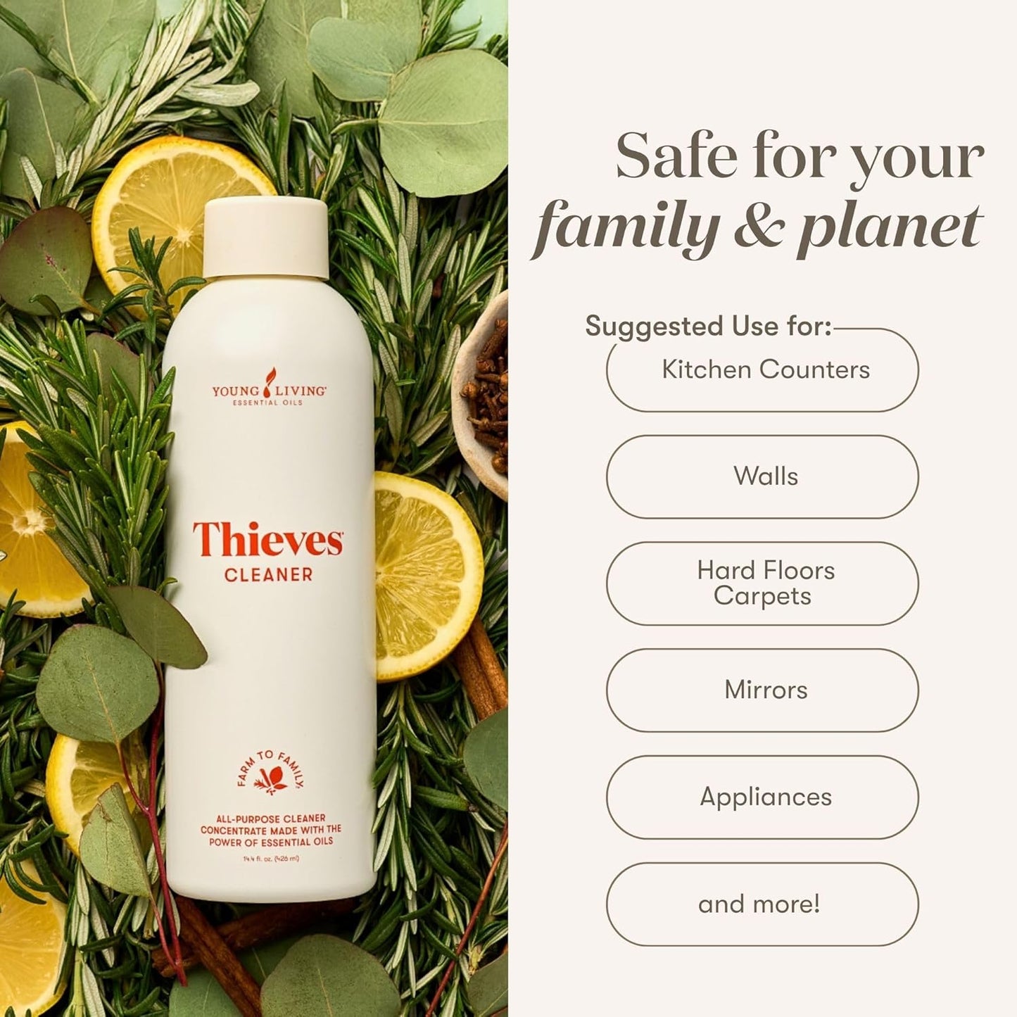Thieves Household Cleaner | 14.4 oz | Plant-Based Multi-Surface Solution Infused with Essential Oils | Dilute for Floors, Carpets, Glass, Counters, Appliances, and General Home Cleaning
