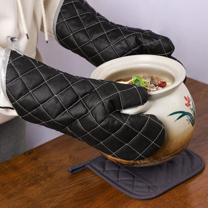 ARCLIBER Oven Mitts 1 Pair of Quilted Terry Cloth Cotton Lining,Extra Long Professional Classic Oven Mitt Heat Resistant Kitchen Oven Gloves,16 Inch