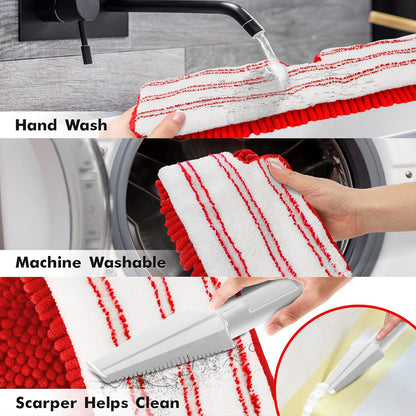 MASTERTOP Microfibre Flat Mop, Extended Wet Dry Large Floor Mop with 5 Reusable Pads & Telescopic Handle, Dust Mops for Laminate Wooden Hard Floor Vinyl Tile Floors Cleaning - Send 1 Cleaning Scraper