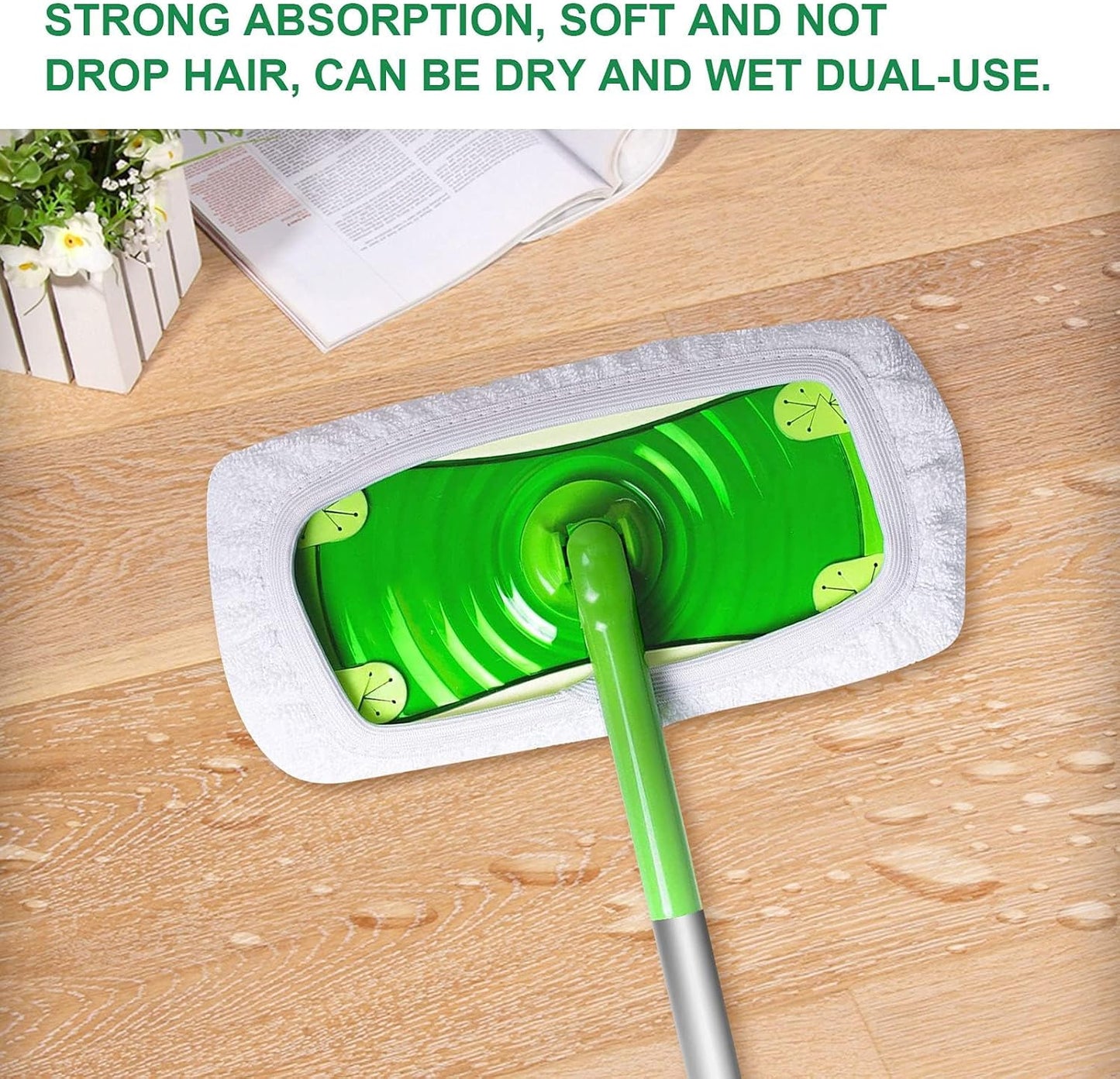 KEEPOW Reusable Mop Pads Compatible with Swiffer Sweeper Mop, Dry Sweeping Cloths for Swiffer Pads, 8 Pack Washable Microfiber Wet Mopping Cloth Refills for Surface/Hardwood Floor Cleaning