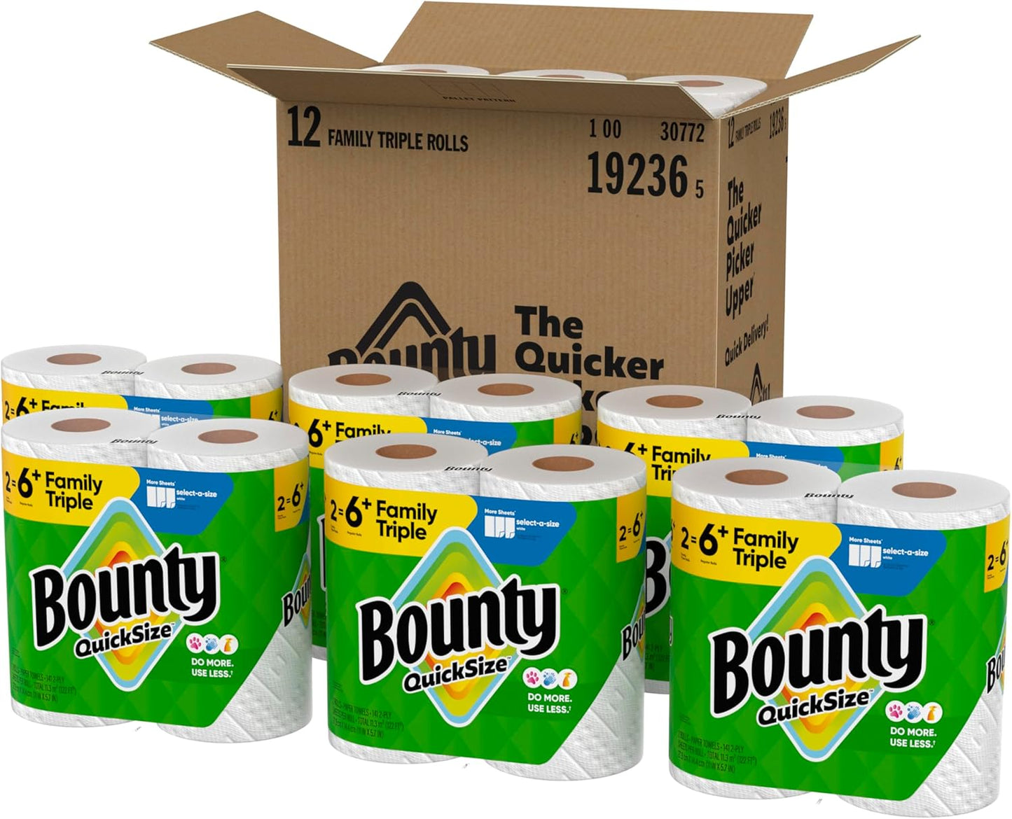 Bounty Quick Size Paper Towels, White, 8 Family Rolls